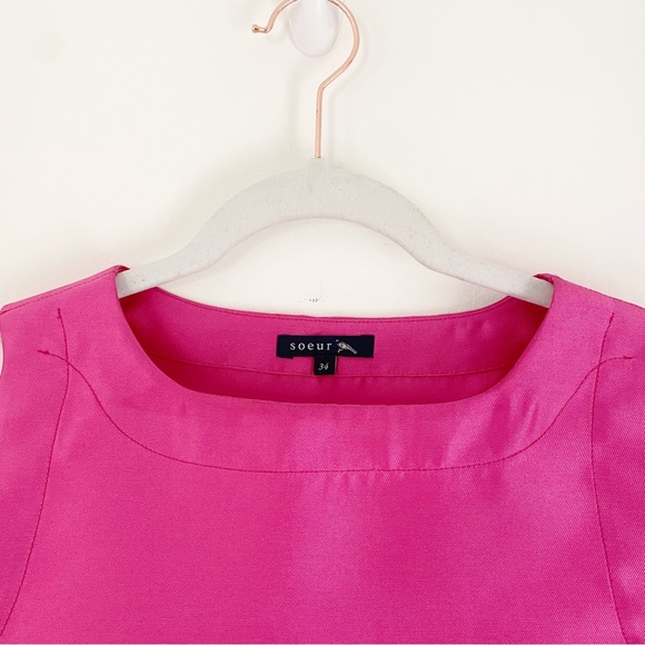 Soeur Tishka Structured Satin Shirt in Rose Size FR 34 - Picture 11 of 12